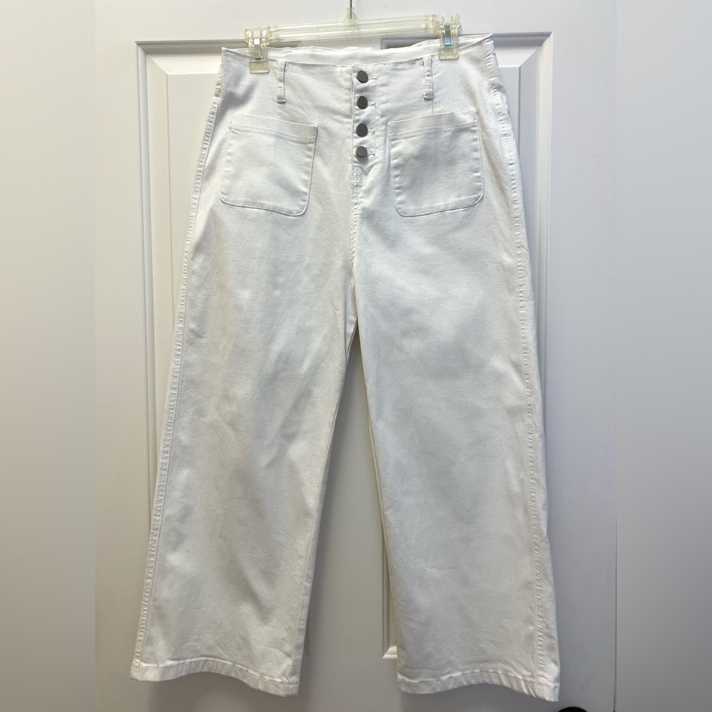 Women's White High Rise, Wide Leg Crop Jeans